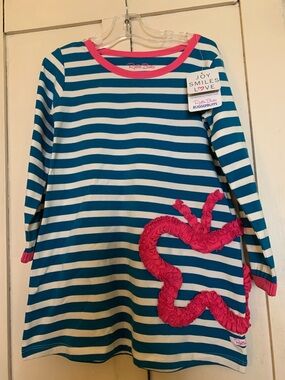 Ruffle Butts peacock blue stripe butterfly dress